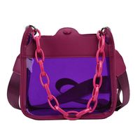 Women's Medium PVC Pu Leather Solid Color Streetwear Chain Magnetic Buckle Crossbody Bag sku image 2