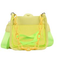Women's Medium PVC Pu Leather Solid Color Streetwear Chain Magnetic Buckle Crossbody Bag sku image 1