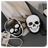 Women's Small Pu Leather Ghost Punk Oval Zipper Crossbody Bag main image 6