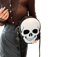 Women's Small Pu Leather Ghost Punk Oval Zipper Crossbody Bag main image 2