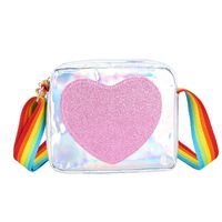 Girl'S Small Pu Leather Rainbow Heart Shape Cute Zipper Crossbody Bag main image 3