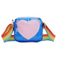 Filles Petit Faux Cuir Arc-En-Ciel Forme De Cœur Mignon Fermeture Éclair Sac Bandoulière sku image 4