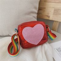 Girl'S Small Pu Leather Rainbow Heart Shape Cute Zipper Crossbody Bag sku image 1