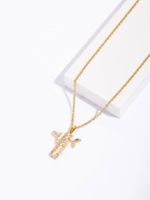 Copper 18K Gold Plated IG Style Simple Style Ball Bamboo Inlay Zircon Pendant Necklace sku image 1