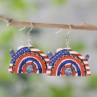1 Pair Retro American Flag Wood Drop Earrings main image 1
