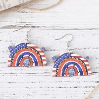 1 Pair Retro American Flag Wood Drop Earrings main image 4