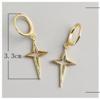 1 Pair Simple Style Star Plating Hollow Out Sterling Silver Drop Earrings main image 2