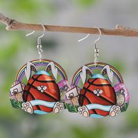 1 Pair Cute Retro Rabbit Wood Drop Earrings sku image 3