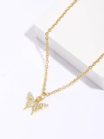 Copper 18K Gold Plated Elegant Shiny Wreath Butterfly Inlay Zircon Pendant Necklace main image 1