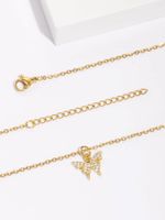 Copper 18K Gold Plated Elegant Shiny Wreath Butterfly Inlay Zircon Pendant Necklace main image 4