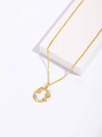Copper 18K Gold Plated Elegant Shiny Wreath Butterfly Inlay Zircon Pendant Necklace main image 5