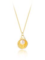 Copper 18K Gold Plated Simple Style Letter Crown Shell Inlay Artificial Pearls Zircon Pendant Necklace main image 5