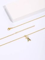 Copper 18K Gold Plated Simple Style Letter Crown Shell Inlay Artificial Pearls Zircon Pendant Necklace main image 4