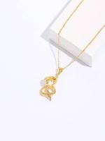 Copper 18K Gold Plated IG Style Snake Inlay Zircon Pendant Necklace main image 5