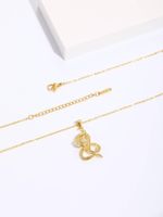 Copper 18K Gold Plated IG Style Snake Inlay Zircon Pendant Necklace main image 6
