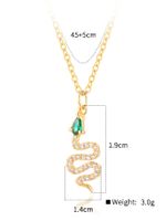 Copper 18K Gold Plated IG Style Snake Inlay Zircon Pendant Necklace main image 3