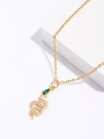 Copper 18K Gold Plated IG Style Snake Inlay Zircon Pendant Necklace main image 1