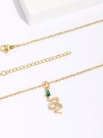 Copper 18K Gold Plated IG Style Snake Inlay Zircon Pendant Necklace main image 4