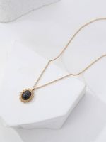 Copper 18K Gold Plated Simple Style Irregular Sun Inlay Natural Stone Pendant Necklace main image 1