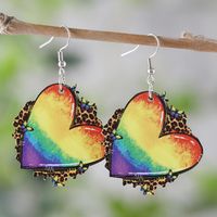 1 Pair Retro Heart Shape Wood Drop Earrings main image 6