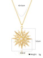 Copper 18K Gold Plated Shiny Rose Snowflake Inlay Zircon Pendant Necklace main image 3