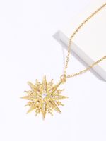 Copper 18K Gold Plated Shiny Rose Snowflake Inlay Zircon Pendant Necklace main image 1