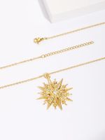 Copper 18K Gold Plated Shiny Rose Snowflake Inlay Zircon Pendant Necklace main image 4