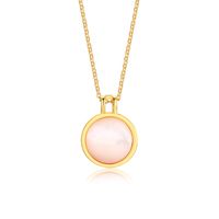 Wholesale Simple Style Round Brass Inlay Gold Plated Shell Pendant Necklace main image 4