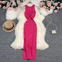 Women's Bodycon Dress Elegant Sexy Round Neck Backless Sleeveless Solid Color Maxi Long Dress Holiday Banquet main image 2