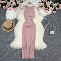 Women's Bodycon Dress Elegant Sexy Round Neck Backless Sleeveless Solid Color Maxi Long Dress Holiday Banquet main image 3