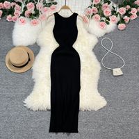 Women's Bodycon Dress Elegant Sexy Round Neck Backless Sleeveless Solid Color Maxi Long Dress Holiday Banquet main image 4