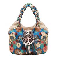 Women's Medium Cotton And Linen Blend Flower Vintage Style Square Zipper Underarm Bag main image 4