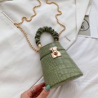 Women's Medium Pu Leather Marble Solid Color Streetwear Lock Clasp Bucket Bag main image 6