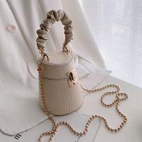 Women's Medium Pu Leather Marble Solid Color Streetwear Lock Clasp Bucket Bag main image 5