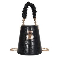 Women's Medium Pu Leather Marble Solid Color Streetwear Lock Clasp Bucket Bag sku image 4
