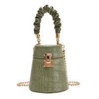 Women's Medium Pu Leather Marble Solid Color Streetwear Lock Clasp Bucket Bag sku image 2
