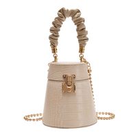 Women's Medium Pu Leather Marble Solid Color Streetwear Lock Clasp Bucket Bag sku image 5
