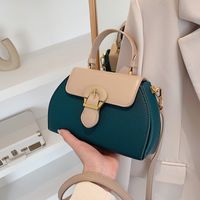 Women's Small Pu Leather Color Block Elegant Flip Cover Square Bag main image video