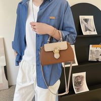Women's Small Pu Leather Color Block Elegant Flip Cover Square Bag main image 10