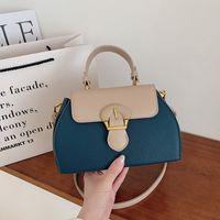Women's Small Pu Leather Color Block Elegant Flip Cover Square Bag sku image 6