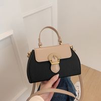 Women's Small Pu Leather Color Block Elegant Flip Cover Square Bag sku image 4