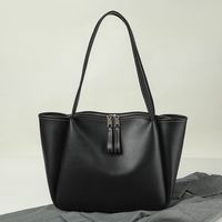 Women's Large Pu Leather Solid Color Streetwear Zipper Tote Bag sku image 1