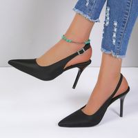 Women's Elegant Solid Color Point Toe Ankle Strap Sandals main image 3