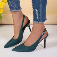 Women's Elegant Solid Color Point Toe Ankle Strap Sandals main image 4