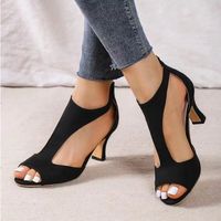 Women's Basic Solid Color Open Toe Peep Toe Sandals main image 4