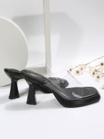 Women's Basic Solid Color Open Toe High Heel Slippers sku image 2