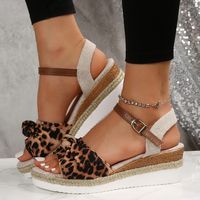Women's Casual Solid Color Leopard Round Toe Open Toe Ankle Strap Sandals main image 5