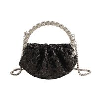 Women's Medium Pu Leather Sequins Elegant Zipper Cloud Shape Bag sku image 6