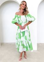 Women's Swing Dress Elegant Pastoral Off Shoulder Printing Short Sleeve Flower Maxi Long Dress Holiday Daily main image 5