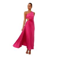 Women's Swing Dress Elegant Oblique Collar Sleeveless Solid Color Maxi Long Dress Banquet main image 3